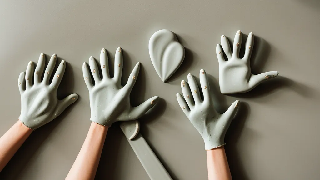 Manos usando cinta adhesiva para limpiar restos de resina de un molde.