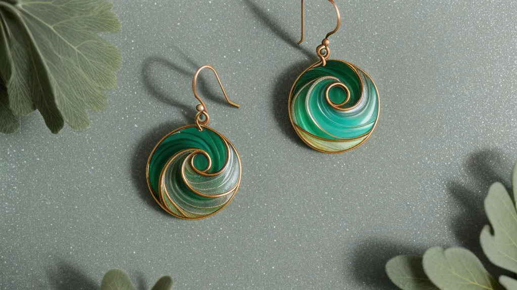 Pendientes de diseño colombiano terminados con resina y detalles de filigrana momposina