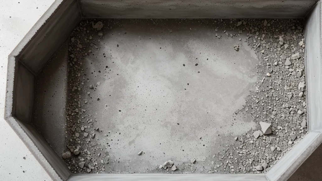 Concreto vs arcilla: pieza de cemento decorativo agrietada junto a una bandeja sólida bien fraguada