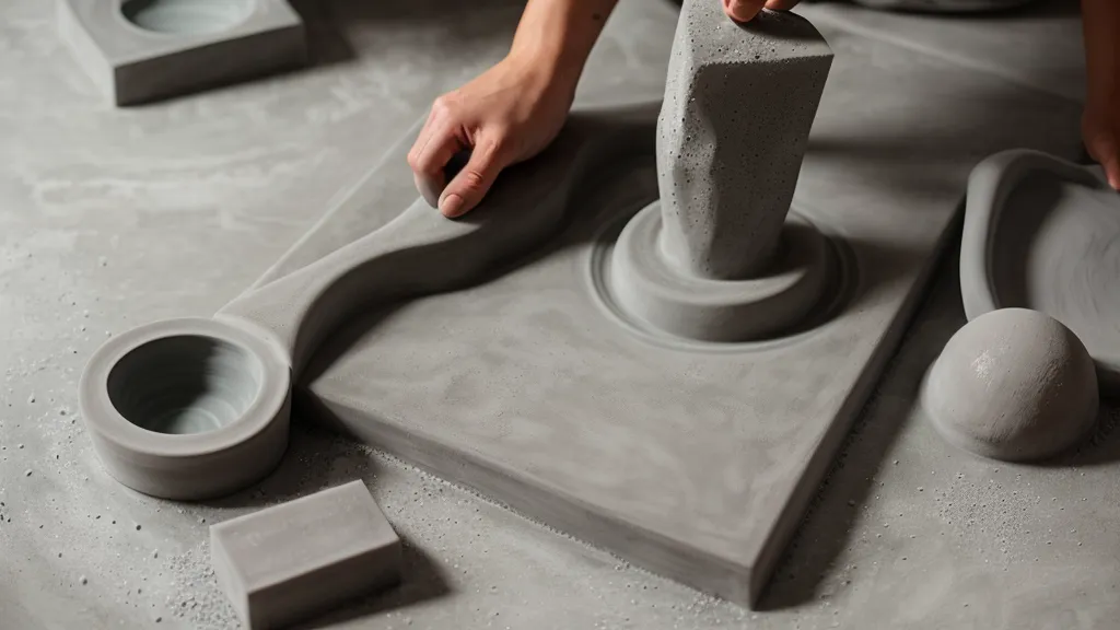 Mano vertiendo mezcla de concreto en un molde de silicona
