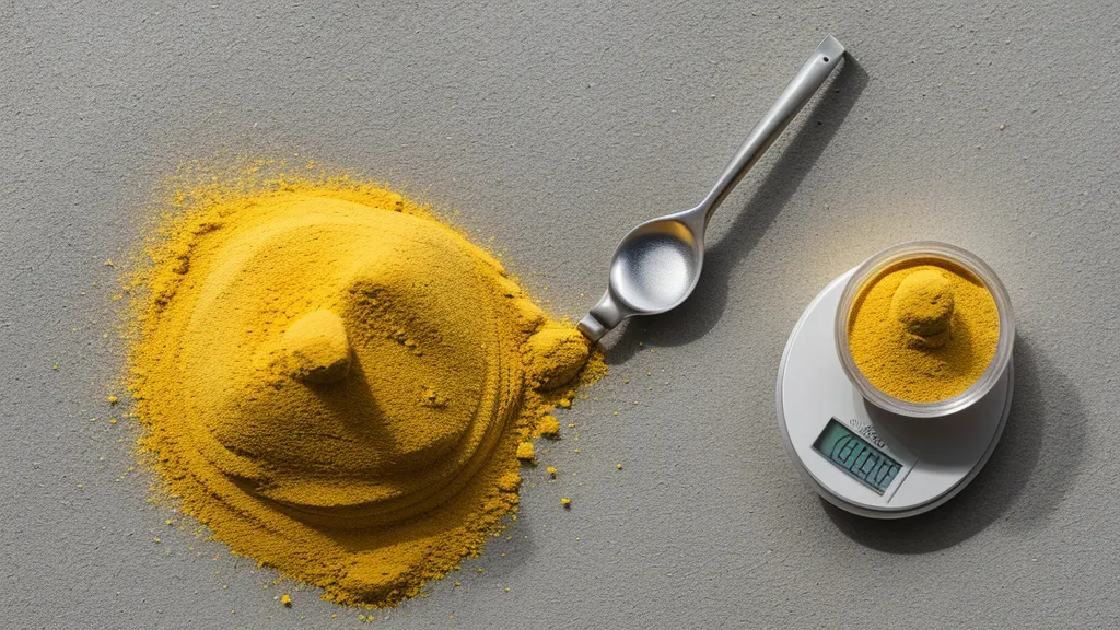 Báscula digital pesando cemento y pigmento amarillo para cumplir la regla del 10 por ciento.