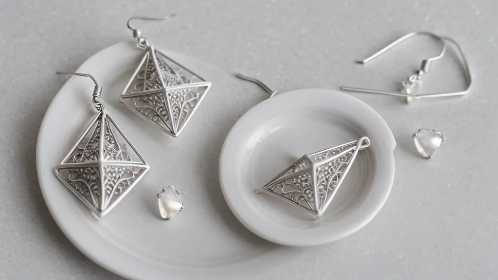 Aretes de filigrana moderna terminados combinando plata y resina.